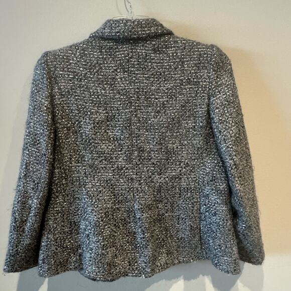 Valentino Miss V Vintage Gray/Silver sparkled thread 3 button blazer size 12 - Picture 6 of 6